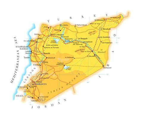 Detailed Road Map Of Syria Syria Detailed Road Map