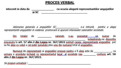 Proces Verbal Alegere Reprezentan I Negociere Colectiva Model