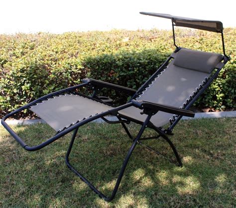 OutDoor Folding Recliner Zero Gravity Lounge Chair W Shade Canopy