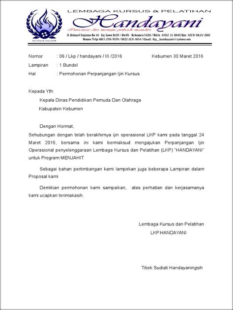 Contoh Surat Permohonan Pengajuan Ijin Operasional Lkp Surat