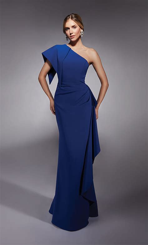 Formal Dress 27738 Long One Shoulder Straight Closed Back Alyce