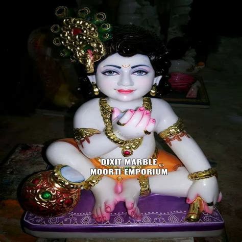 White Plain Marble Bal Krishna Statue For Home At Rs 19500 In Jaipur Id 24323936455