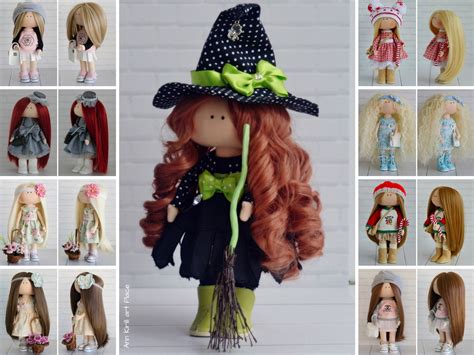 Witch Rag Doll Halloween Art Doll Textile Purple Doll Soft Etsy