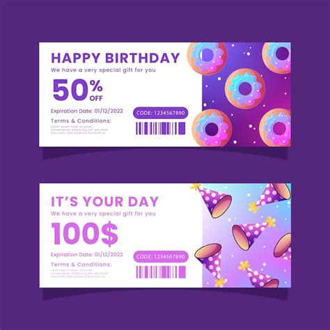 Free Vector | Gradient birthday gift voucher design