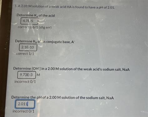 Solved A M Solution Of A Weak Acid Ha Is Found To Chegg