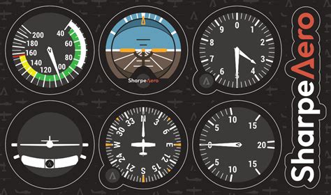 Sharpeaero Six Pack Flight Instruments Sticker Set