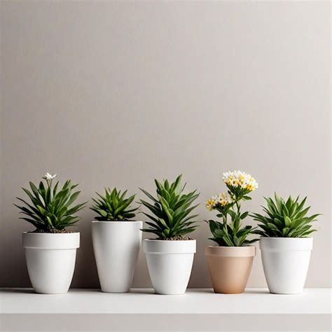 Premium Photo A Row Of Potted Plants With Flowers In Them