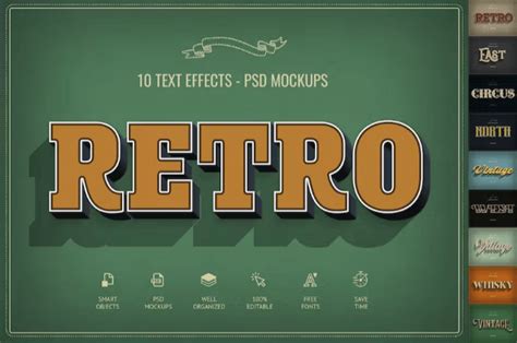 Best Retro Text Effects: 30 Options for Photoshop and Illustrator