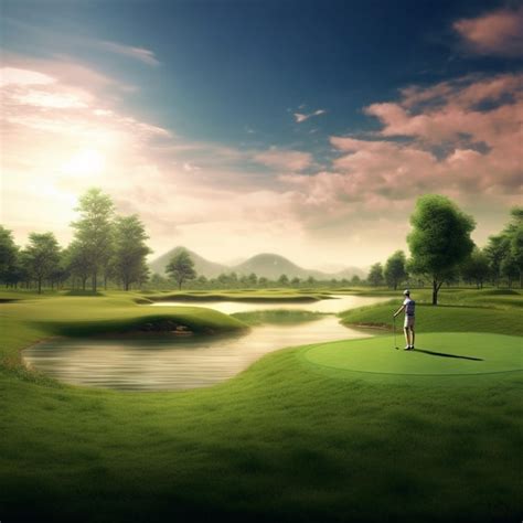 Premium Ai Image Arafed View Of A Golf Course With A Man On The Green