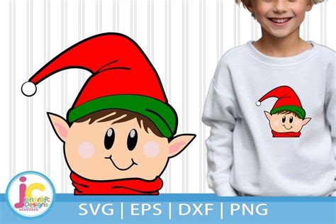 Christmas Svg Elf Svg Peeping Elf Face Svg