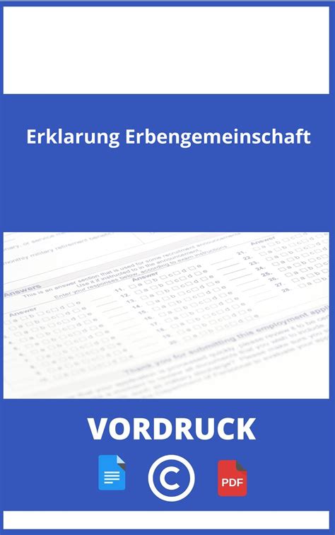 Erklärung Erbengemeinschaft Vordruck Vorlage Muster