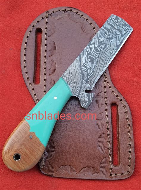 Custom Handmade Damascus Steel Bull Cutter Knife Sn Blades