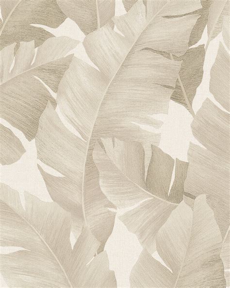 Non Woven Wallpaper Banana Leaves Beige Metallic 31625