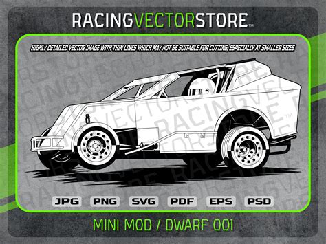 Dirt Track Mini Modified Dwarf Race Car Highly Detailed Image in .svg ...