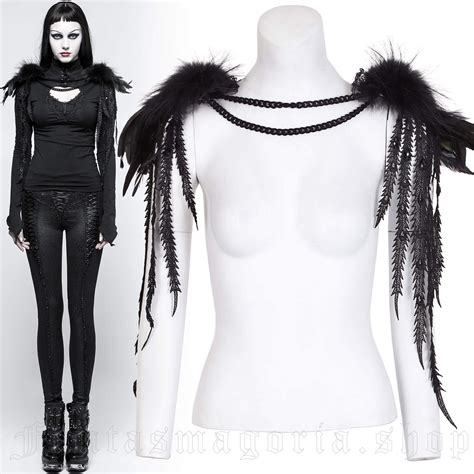 Black Peacock Shoulder Accessory S 220 By Punk Rave Brand