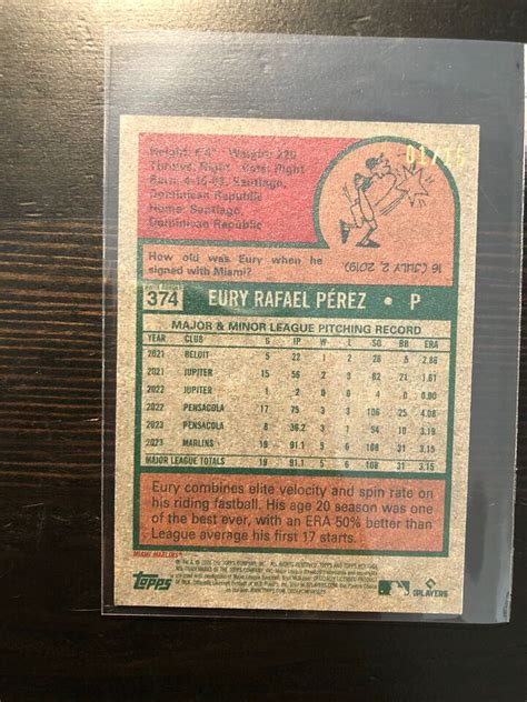 Topps Heritage Mini Purple Border Eury Perez Miami Marlins