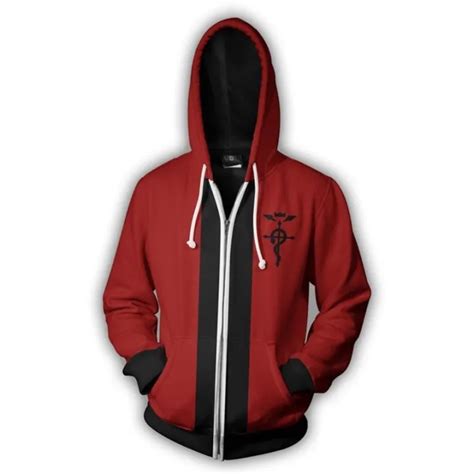 Fullmetal Alchemist Edward Elric Cosplay Men Fashion Hoodies 3d Printed