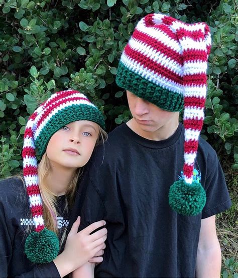 CROCHET PATTERN Elf Hat Christmas Striped Hat Holiday Etsy