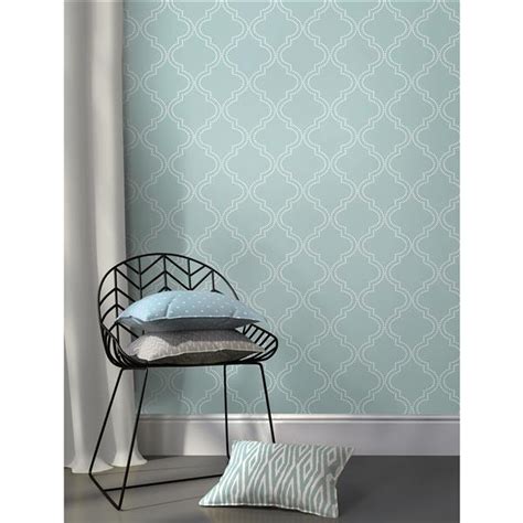 NuWallpaper Slate Quatrefoil Wallpaper Blue NU1826 RONA