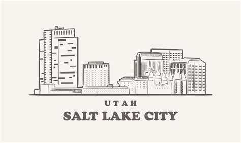 Premium Vector Salt Lake City Skyline Utah Drawn Sketch