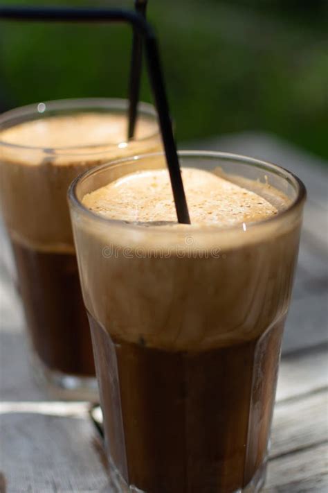 Traditional Greek Cold Coffee Frappe Made From Water Instant Coffee