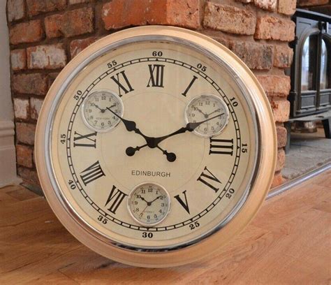 Large Cream 1950s Style Wall Clock Modern Classic Retro Look Sale