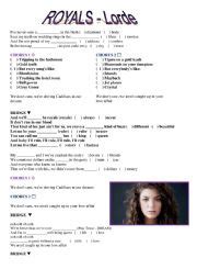 Royals Lorde Esl Worksheet By Trotamundus