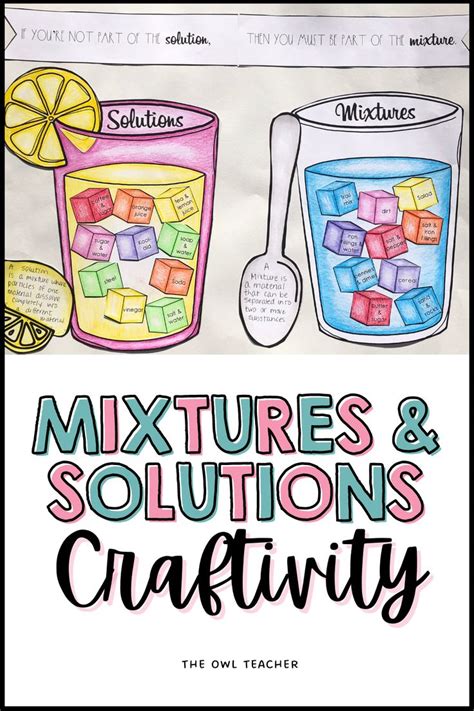 Mixtures And Solutions Sort Worksheet Activity And Craftivity Upper