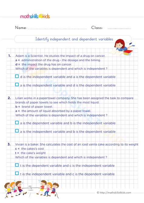 Independent And Dependent Variables Worksheet For Th Th Grade