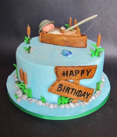 Theme Retirement Cakes With Fisherman Photo Fishing Cake Designs