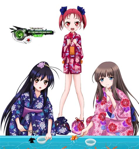 Accel World Kuroyukihime Fuuko Niko Matsuri Yukata Render