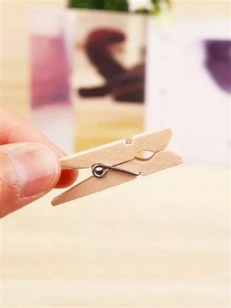 100Pcs Very Small Mine Size 25mm Mini Natural Wooden Clips For Photo