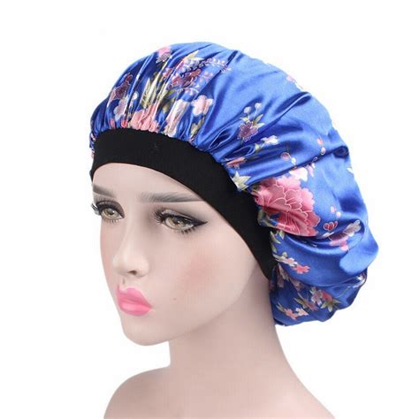 Women Satin Night Sleep Cap Hair Bonnet Hat Silk Head Cover Wide