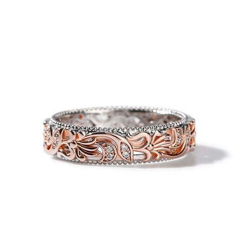 Jeulia Two Tone Floral And Leaf Carved Unique Sterling Silver Women S