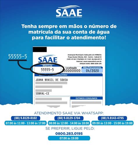 SAAE de Sobral amplia horário de atendimento por WhatsApp Sobral em