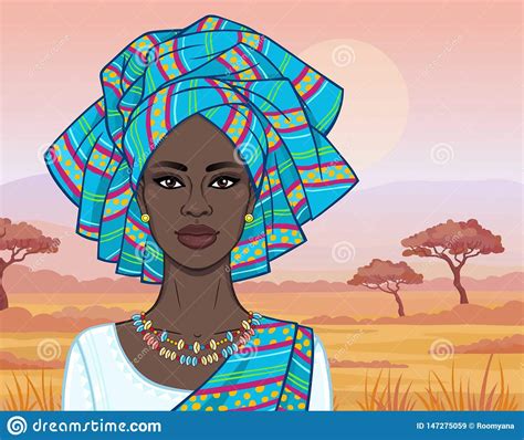 Belleza Africana Retrato De La Animaci N De La Mujer Negra Hermosa En