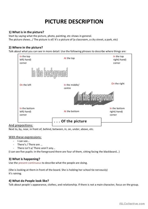 How To Describe A Picture Useful V English Esl Worksheets Pdf Doc