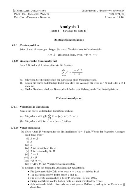 Blatt Analysis L Sungen Mathematik Department Technische