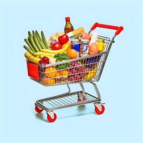 Premium Ai Image A Shopping Cart With A Cart Full Of Food And A Jar