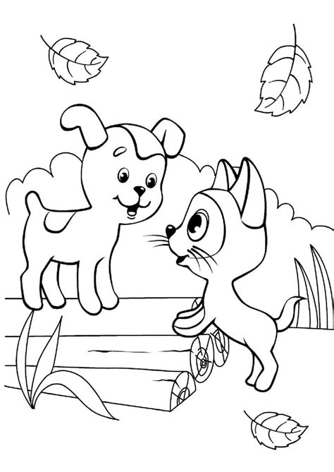 Little Dog And Cat Coloring Page Free Printable Coloring Pages For Kids