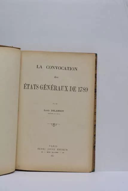 Livre Ancien Delannoy La Convocation Des Tats G N Raux De Paris