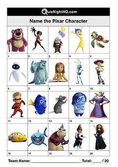 Disney Characters 004 – Pixar – QuizNightHQ