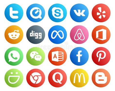 20 Social Media Icon Pack Including Facebook Messenger Digg Wechat