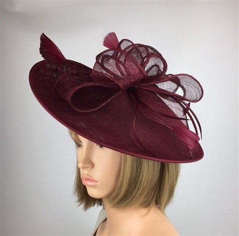 Burgundy Fascinator On Headband Maroon Claret Red Fascinator Disc