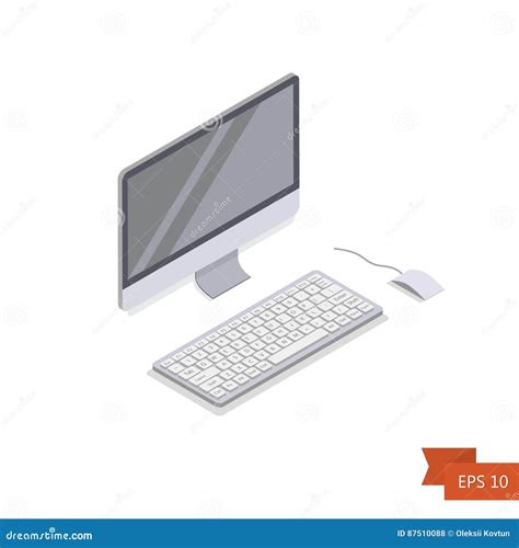 Computer Isometric Icon Vector Isometric White PC Monitor With