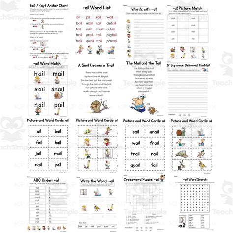 Digraph Ai Ay Vowel Teams Activity Packet And Worksheets By Teach Simple