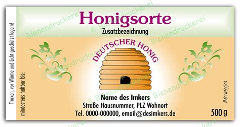 Bienendruckerei Honigglas Etikett Motiv 012