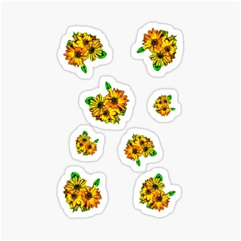 Sunny Yellow Jacquard Floral Sticker Pack Sticker For Sale By Ylavine