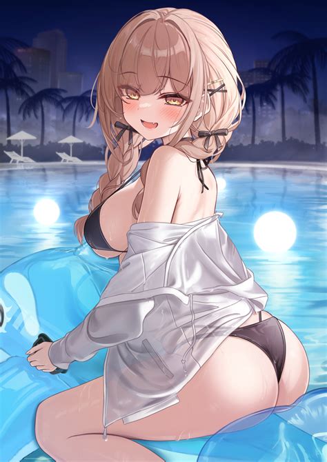 Monaka Curl Ass Bikini Open Shirt See Through Swimsuits Thong Wet