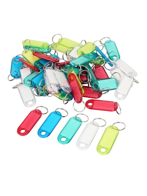 Metal Split Ring Colorful Plastic Keychain Key ID Tag Name Label